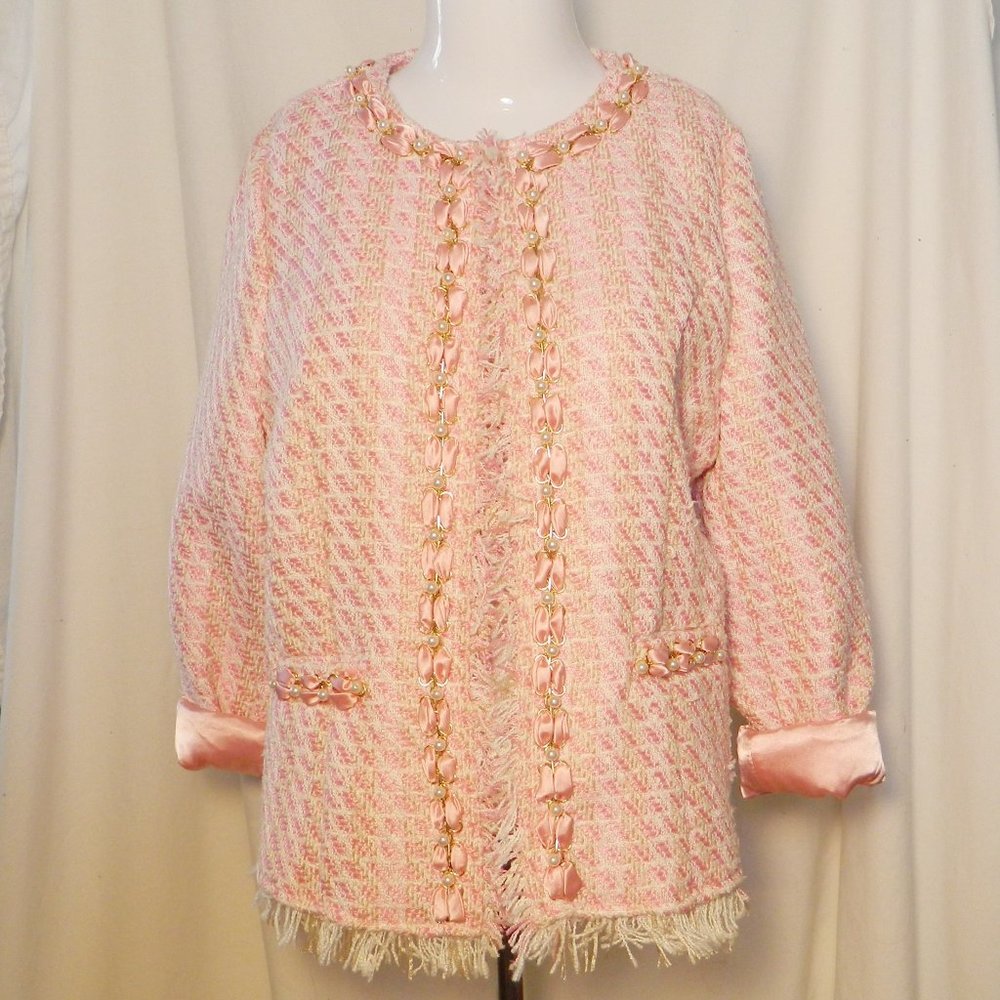 Michael Simon Pink Cream & Pearl Jacket Sz S
